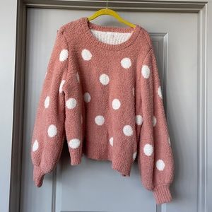 Balloon Sleeve Polka Dot Sweater